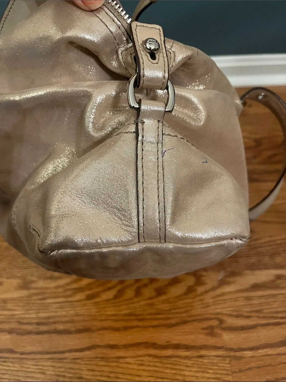 Coach Soho leather satchel shoulder bag (style F17220) in metallic champagne